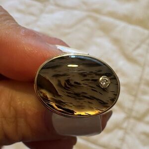 Jamie Joseph: Montana Agate ring with white diamond